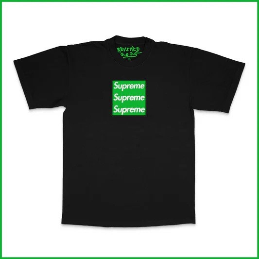 Size L - Supreme AssPizza Triple Box Logo Tee Black Revived Green