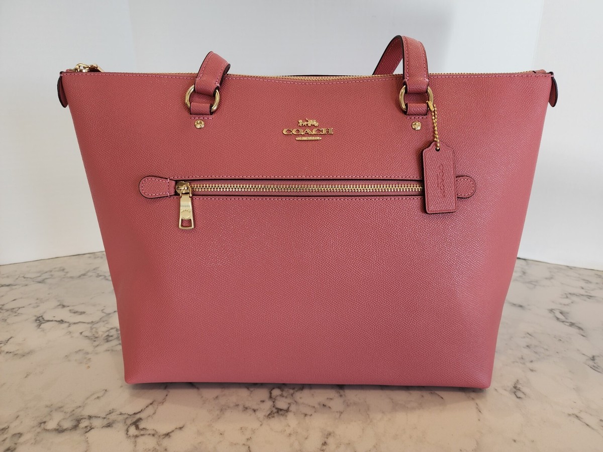 COACH 79608 Crossgrain Leather Gallery Tote IM/TAFFY PINK New