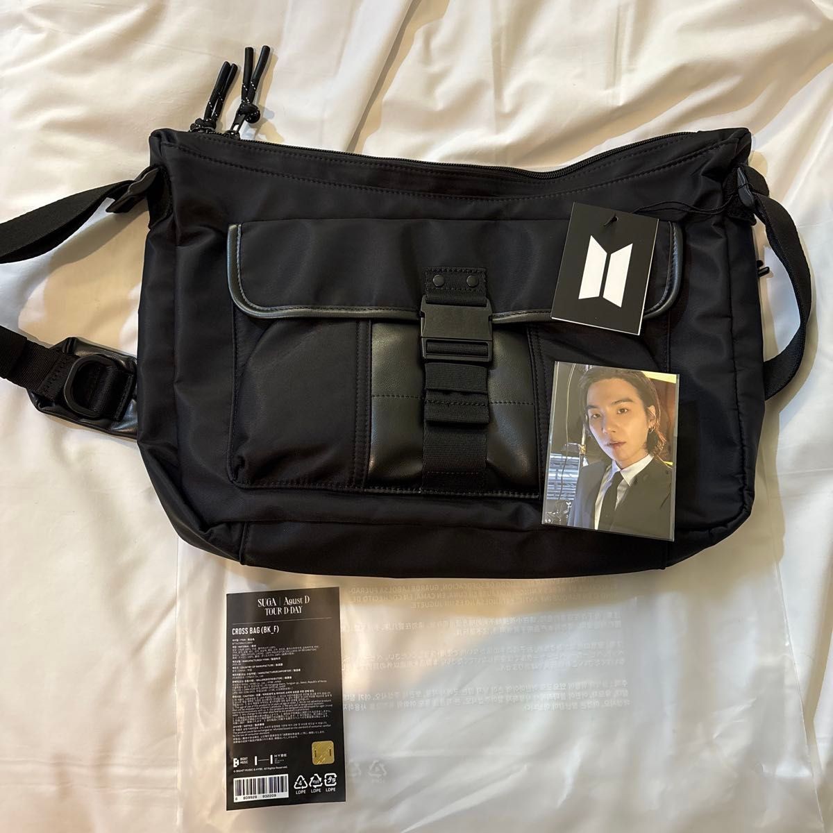 BTS SUGA Agust D TOUR D-DAY Official Cross Bag Black + Photocard