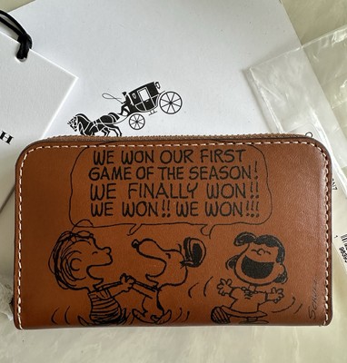 NWT COACH X PEANUTS LIM EDITION SNOOPY NEWSPAPER PRINT HAZELNUT