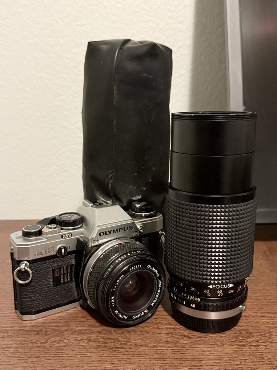 Olympus OM-10 35mm Film Camera + Zuiko 28mm & Quantaray 80-205mm