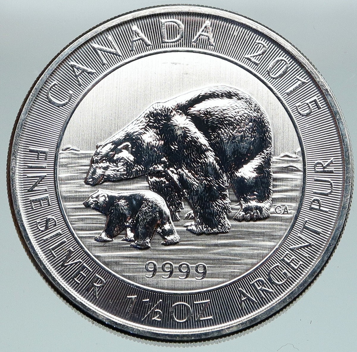 2015 CANADA UK Queen Elizabeth II POLAR BEAR & CUB Proof Silver $8