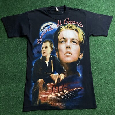 Vintage Leonardo DiCaprio Shirt Mens Small Black 90S Titanic Over