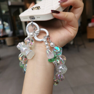 For iPhone 17 16 Pro Max Rope Phone Case Chain Bling Pearl Beads