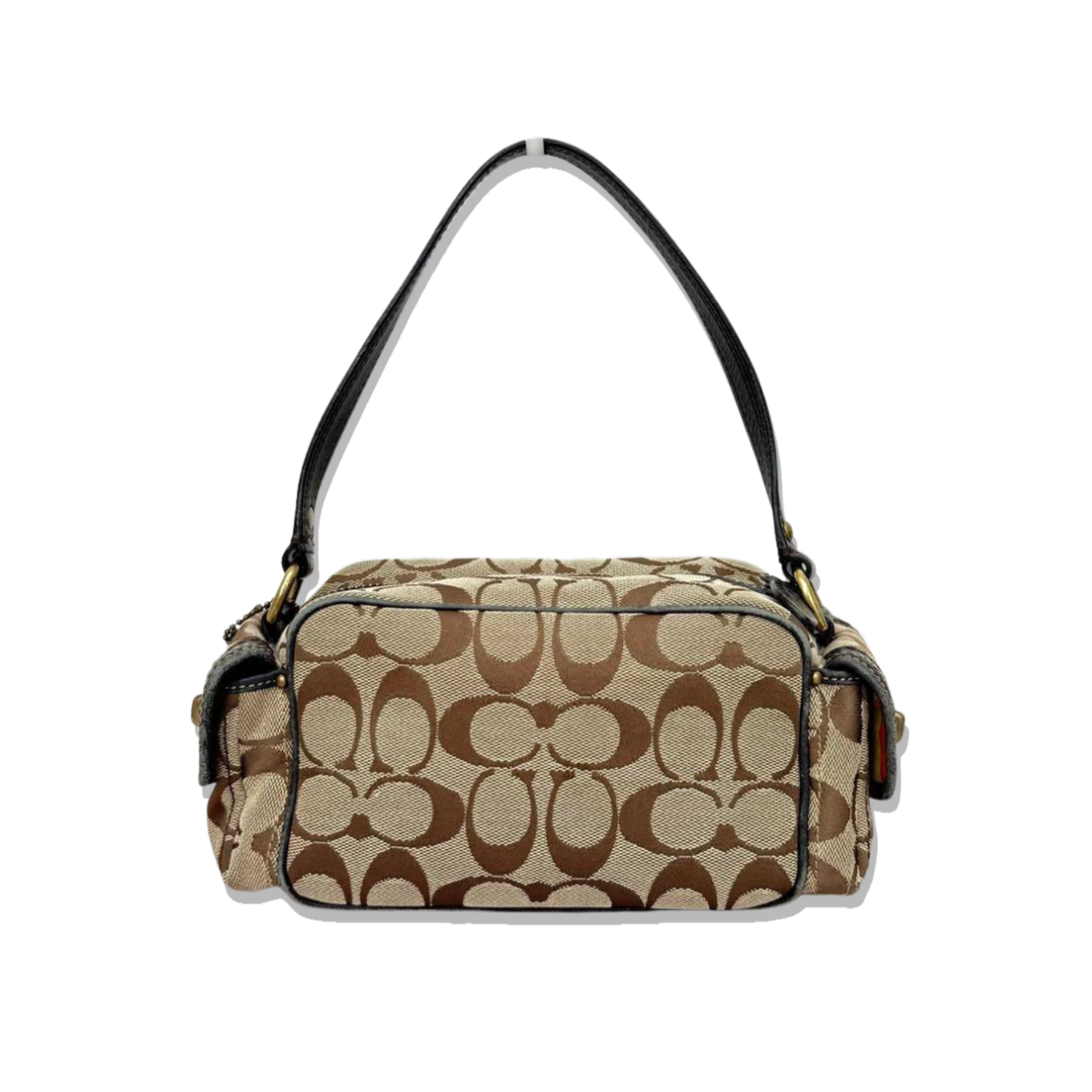Coach Brown Signature mini accessory pouch Double Turn lock Brown