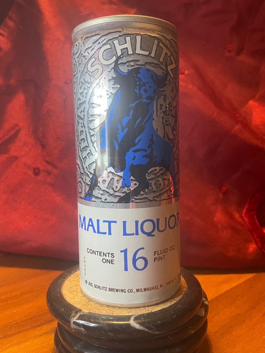 Schlitz Malt Liquor Blue Bull | Vintage 16 oz Pull Tab Can | 8