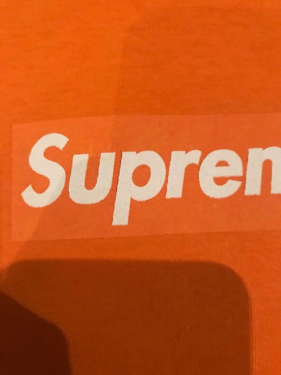 Supreme 1999 Orange on Orange Tonal Bold Font Box Logo Tee Size
