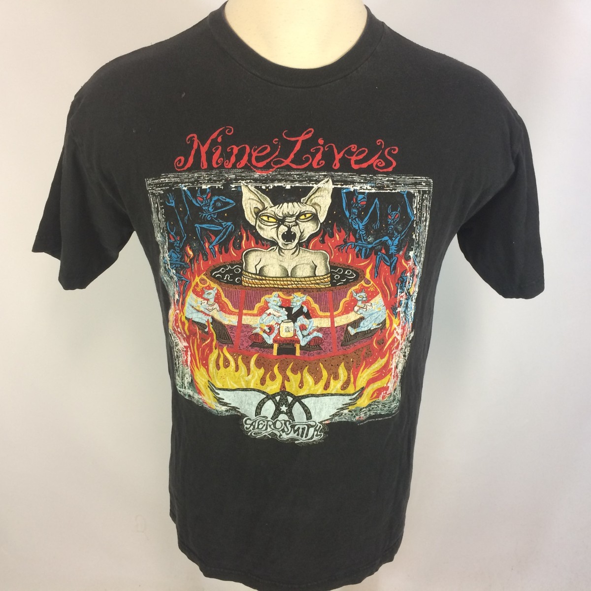 Vintage 1997 Giant Grunge Aerosmith Nine Lives Rock Band Tour