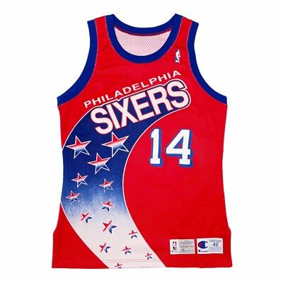 rare philadelphia sixers 76ers #14 hornacek game worn champion