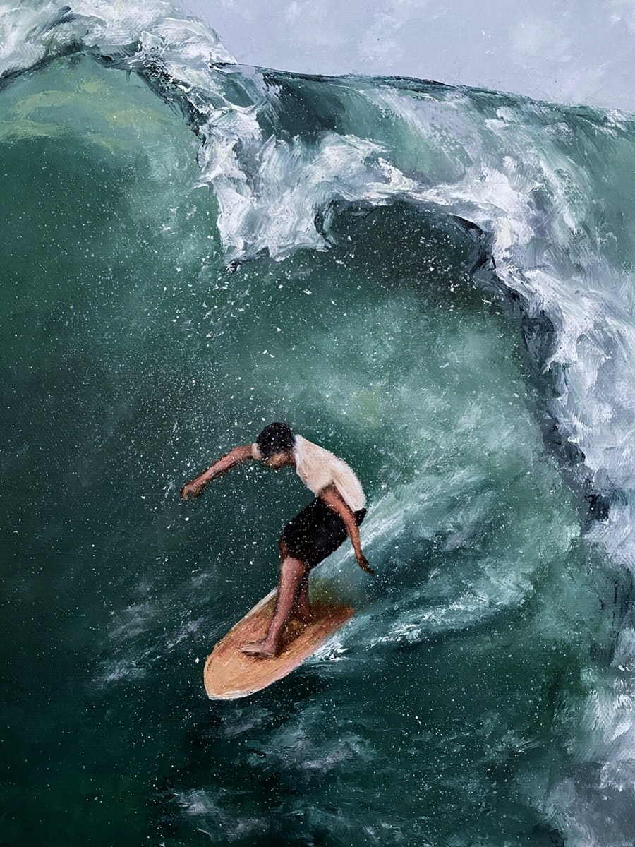 P50号】good blue(cave) 油絵 oil painting P50号】good blue(cave