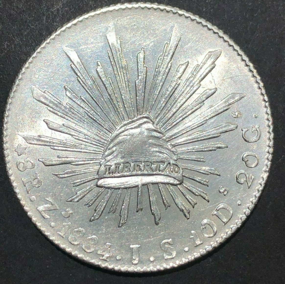 Mexico First Republic 1884 Zs JS Silver 8 Reales (Zacatecas Mint