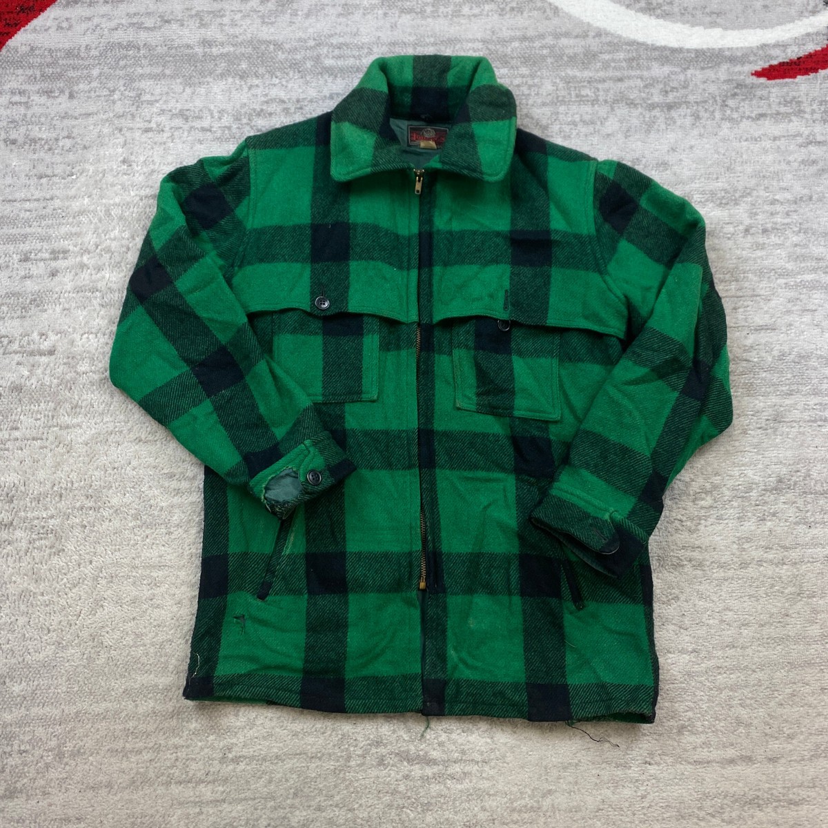 VTG Johnson Woolen Mills Jacket 38 Green Zip Buffalo Cruiser