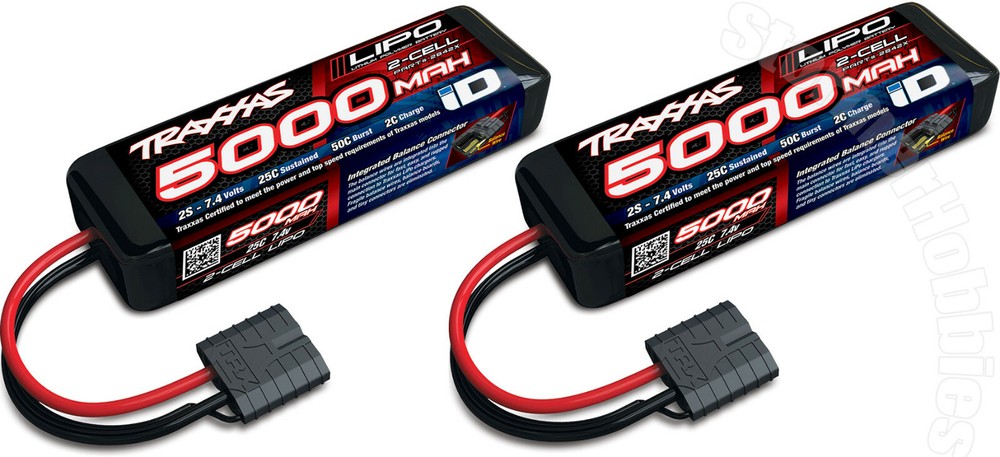 2 Packs of Traxxas 2842x 2-Cell 2S 7.4v 5000mAh 25C LiPo Batterys