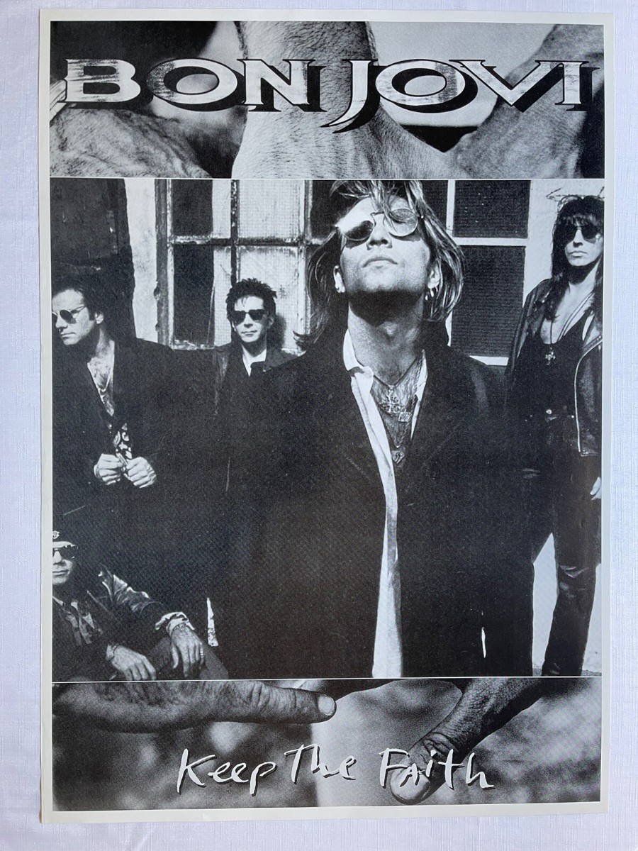 BON JOVI, KEEP THE FAITH, RARE 1990's REPRODUCTION POSTER LAST ONE