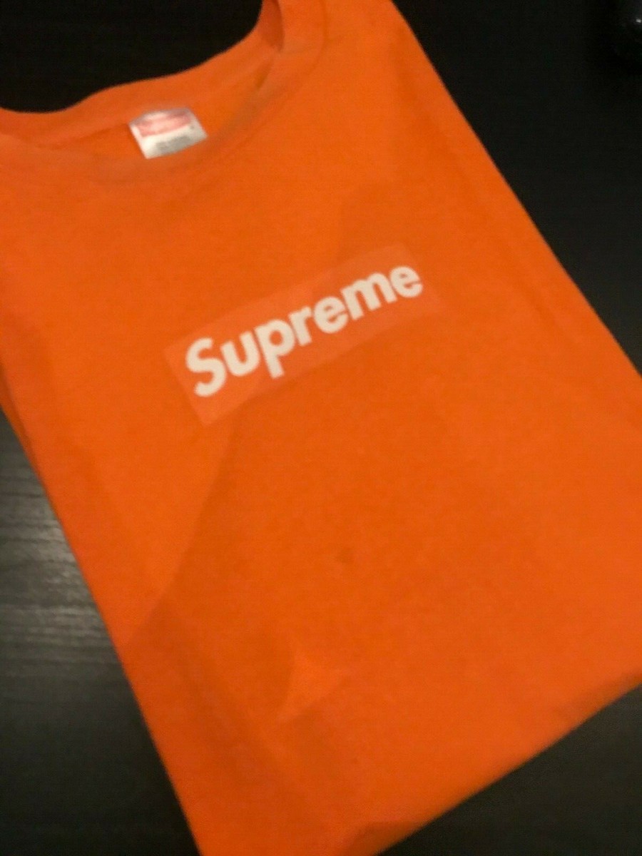 Supreme 1999 Orange on Orange Tonal Bold Font Box Logo Tee Size