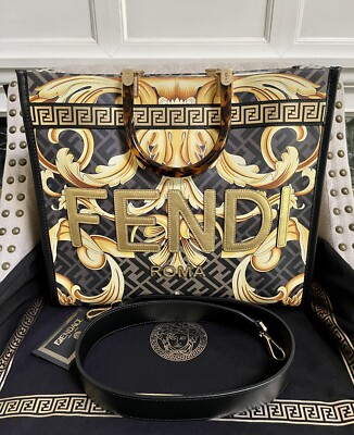 New Fendi X Versace Fendace Collaboration Sunshine Black Gold