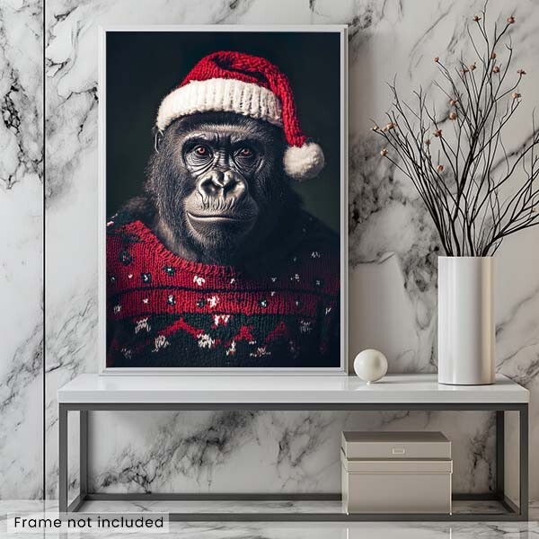 Christmas Gorilla - Cute Funny Animal - Poster | eBay