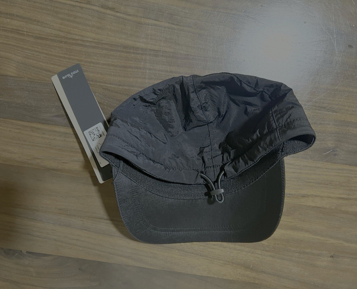 Stone Island Nylon Logo Cap Six Panel Hat Black Adjustable