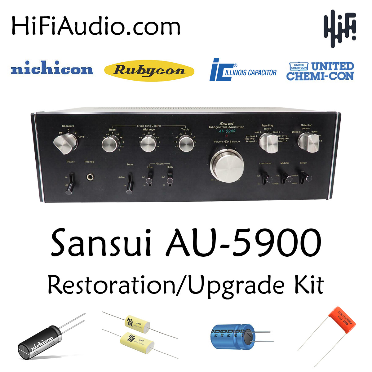 Sansui AU-5900 rebuild capacitor restoration recap service kit