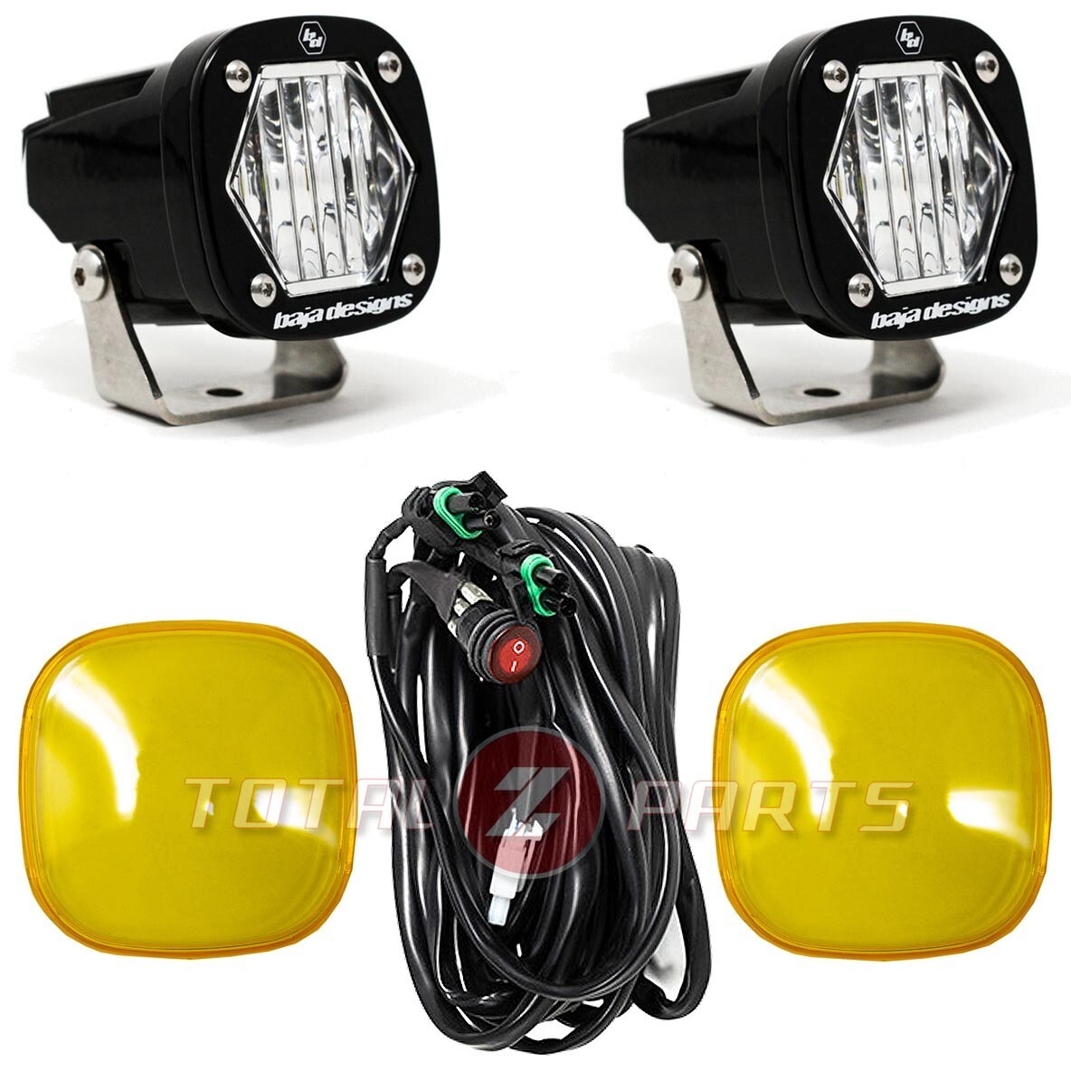 Baja Designs® S1 LED Lights Pair Wide Cornering, Amber Rock Guards