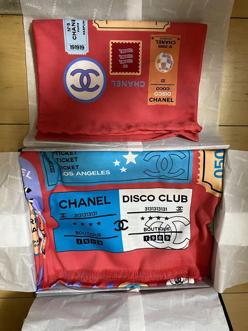 CHANEL Scarf Pink Silk Ticket Pattern Women France 115181 | eBay