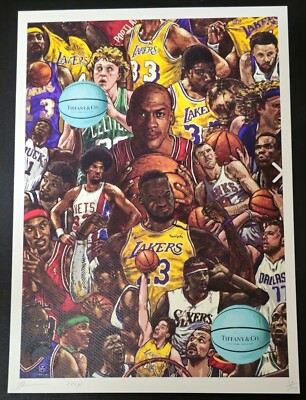 NBA Legends Tiffany Basketball Death NYC Signed Graffiti Pop Art
