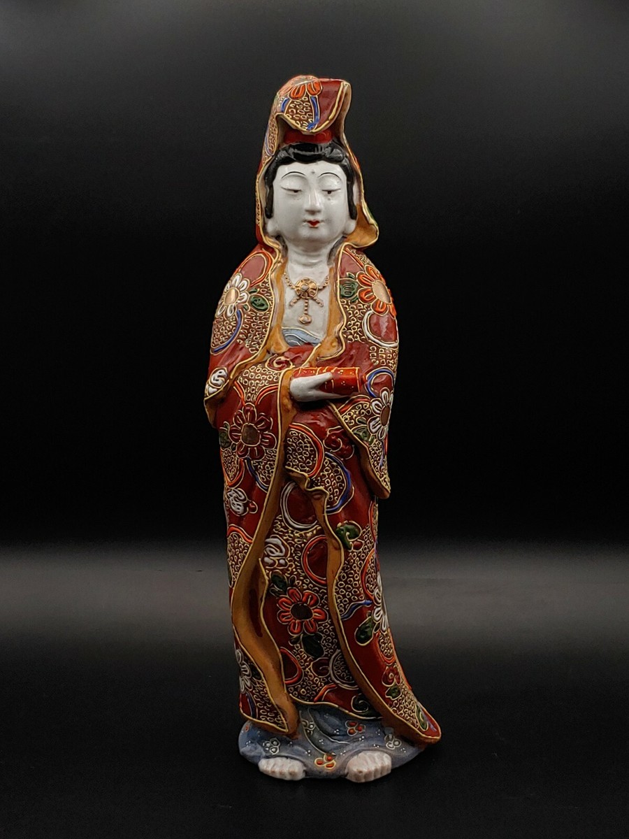 九谷焼 観音菩薩像 置物 九谷焼観音菩薩像置物縁起置物骨董