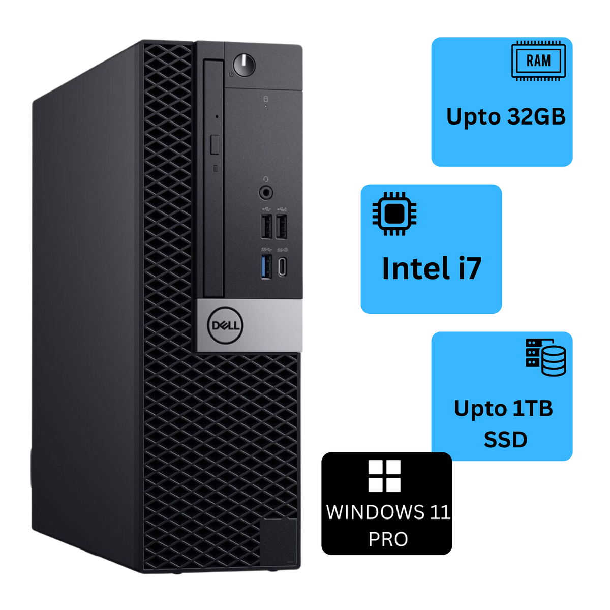DELL OptiPlex Desktop PC i7,Up to 32GB RAM, 1TB NVME SSD,Windows