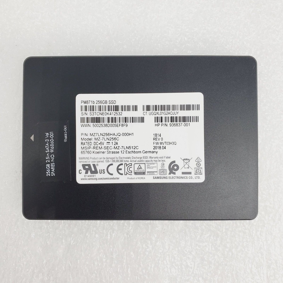 Samsung PM871B MZ-7LN256C MZ7LN256HAJQ-000H1 256GB 2.5