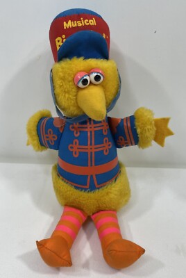 Vintage 1980 Sesame Street Musical Big Bird Wind Up Plush Band
