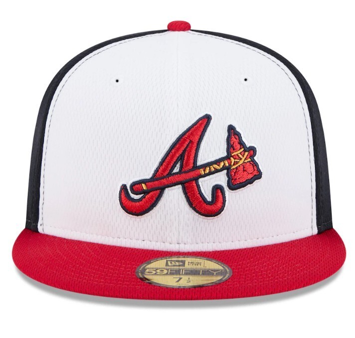 New Era Atlanta Braves 59Fifty Hat 7 3/8 Red White On Field MLB