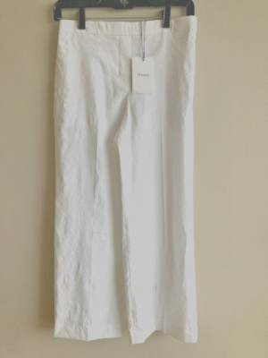 $295 Theory Women's linen eco crunch wide leg elastic waist pull