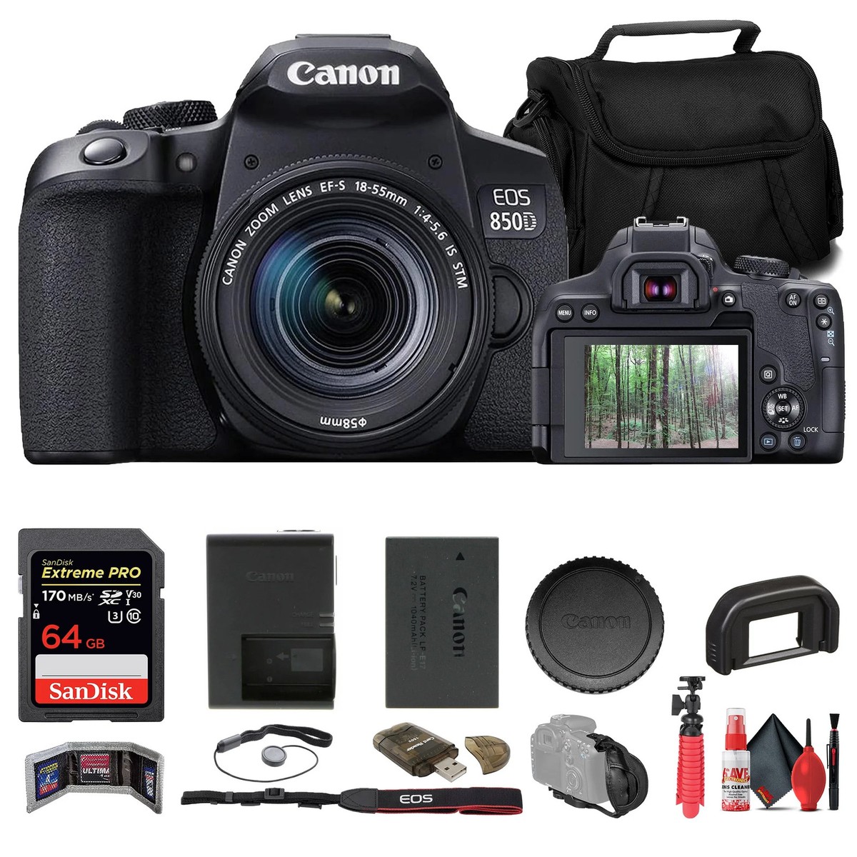 Canon EOS 850D / Rebel T8i DSLR Camera W/ 18-135mm Lens + 64GB