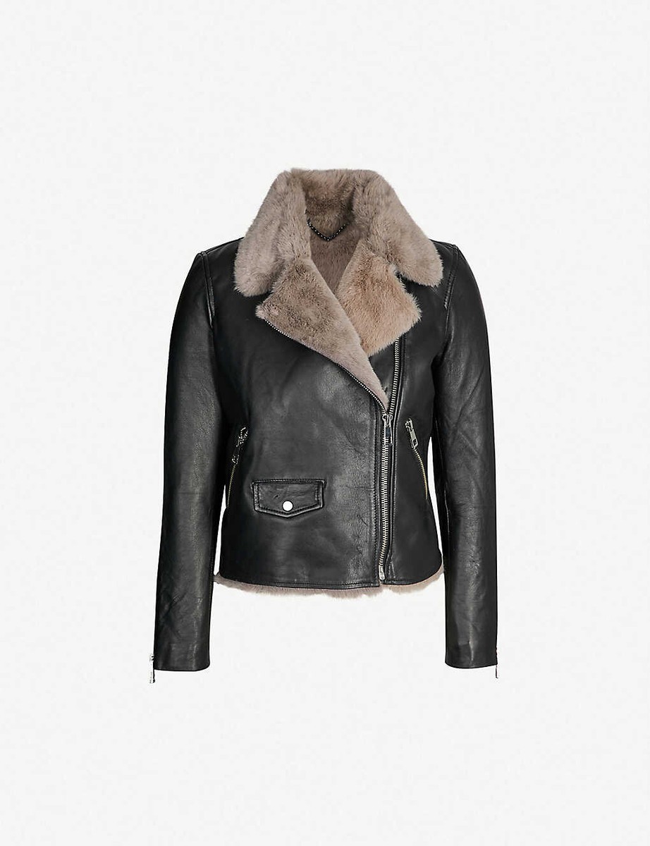 JACKROSE JACKROSE fur biker leather jacket fur biker leather