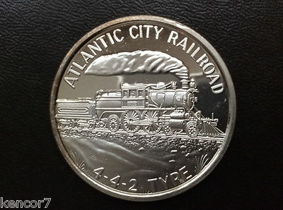 Atlantic City Railroad 4-4-2 Type .999 Silver Art Medal A0118 | eBay
