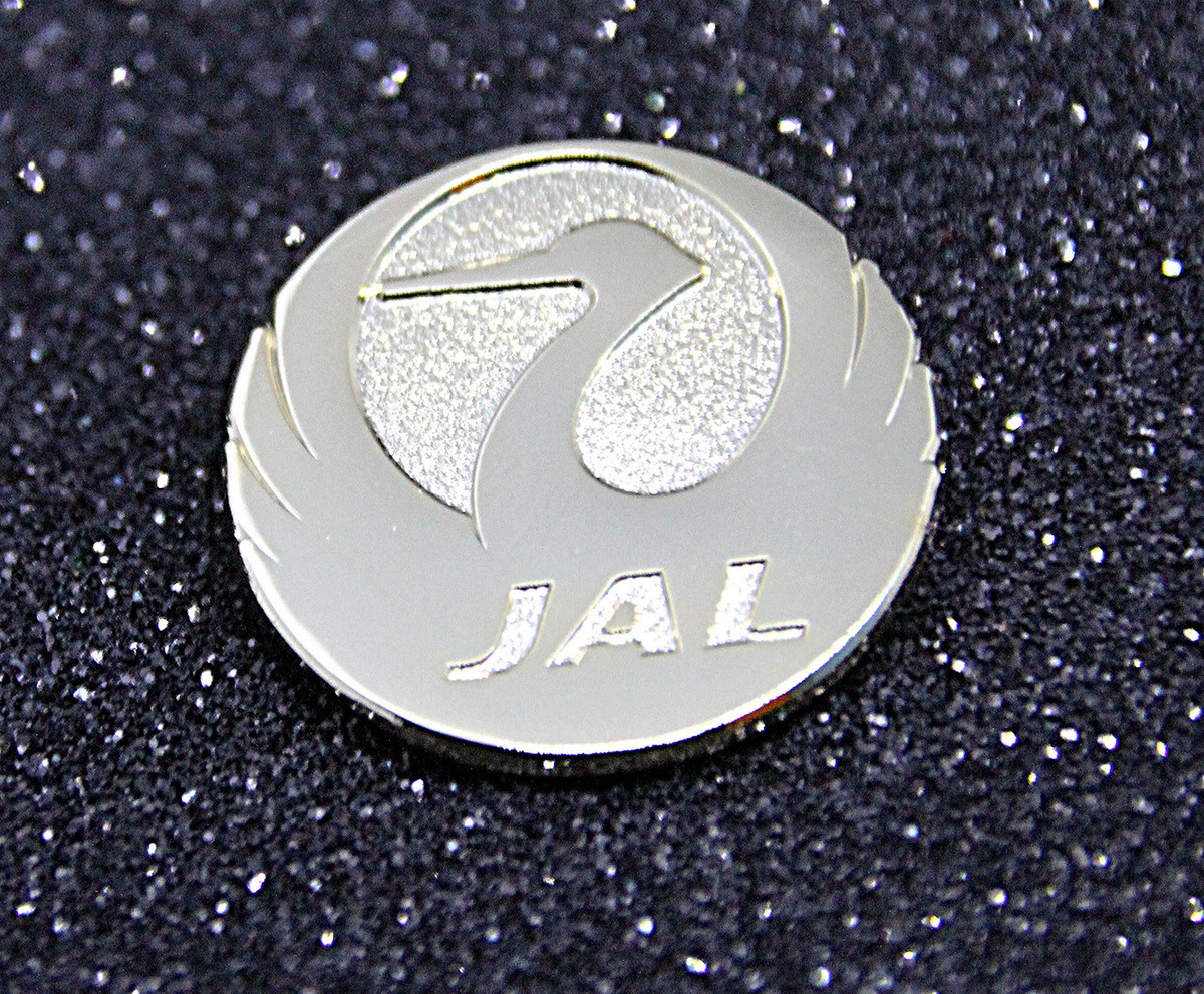 JAL 日本航空 最新 社章 ルビー シルバー ピンバッジ JAL 日本航空 社