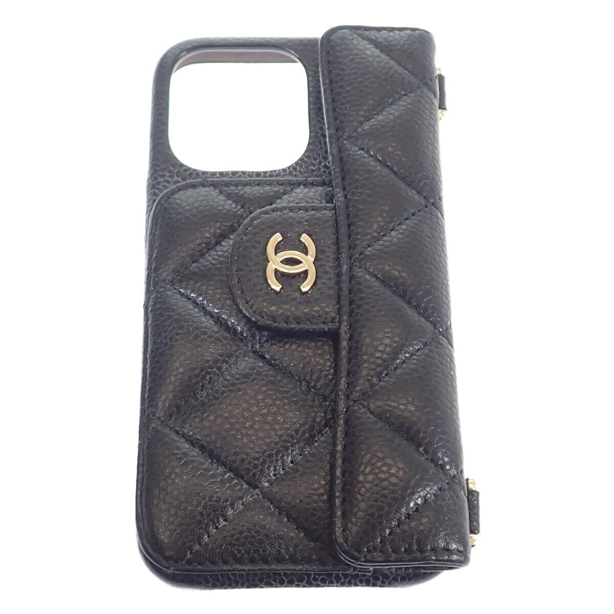 CHANEL iPhone13/13 Pro Case Caviar Skin Matelasse Black Woman's