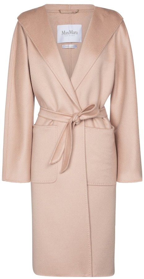 New MAX MARA 100% Cashmere Wrap LILIA coat Belt-Blush Pink-Ital 46