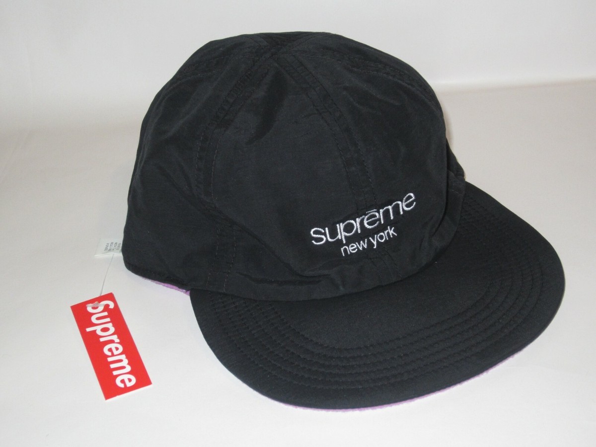 SUPREME Reversible Script 6 Panel Hat Cap BLACK / PURPLE