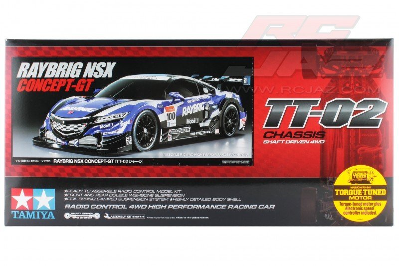 Tamiya 58599 1/10 RC TT-02 Chassis Car Kit Honda RAYBRIG NSX