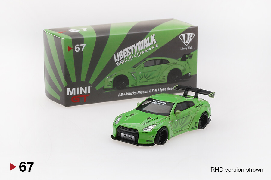 LibertyWalk MINIGT NissanGT-R グリーン 2台 MINI GT 67 Nissan GTR