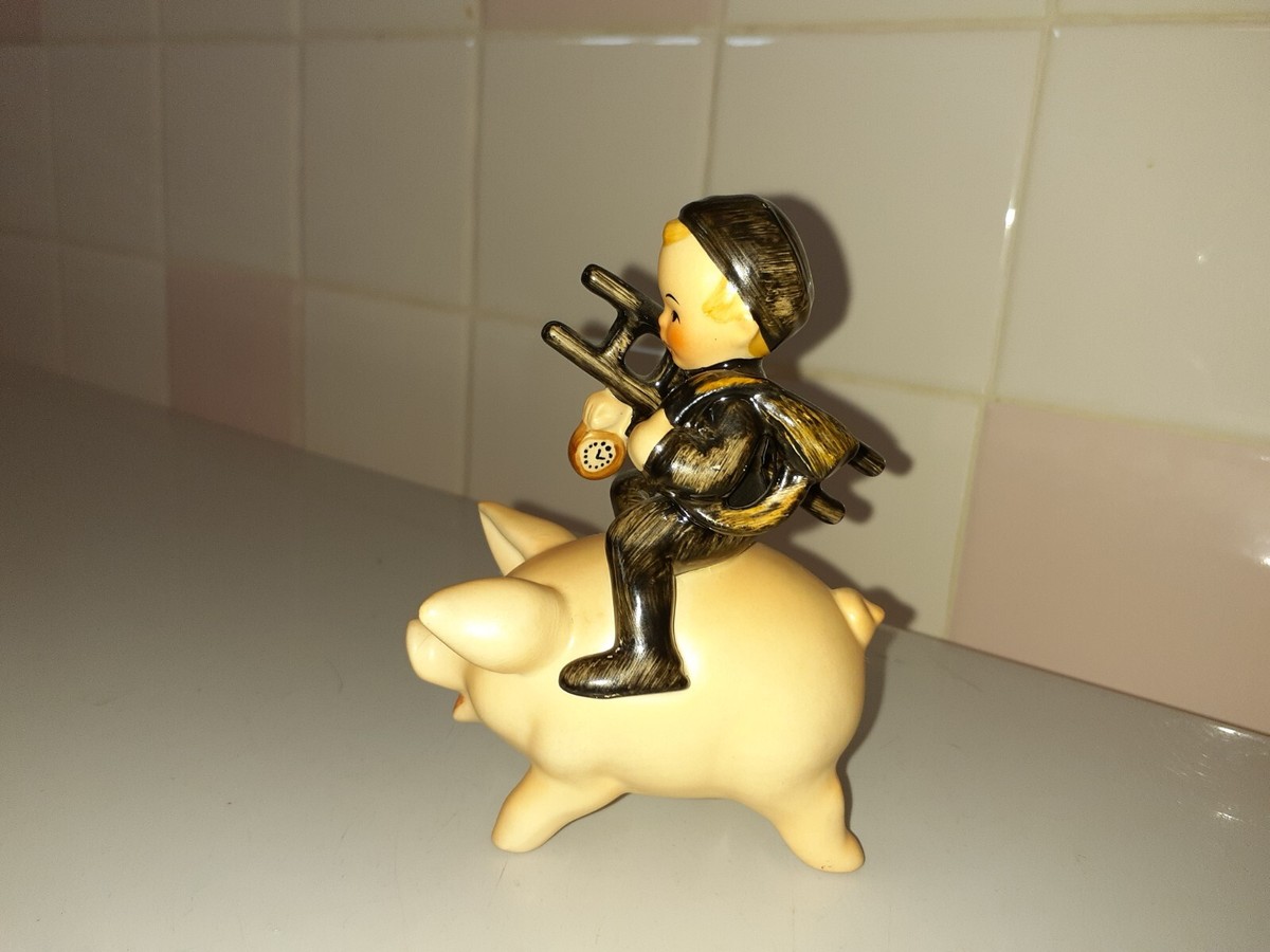 RARE Goebel Hummel W. Germany Chimney Sweep Boy on Pig Figurine