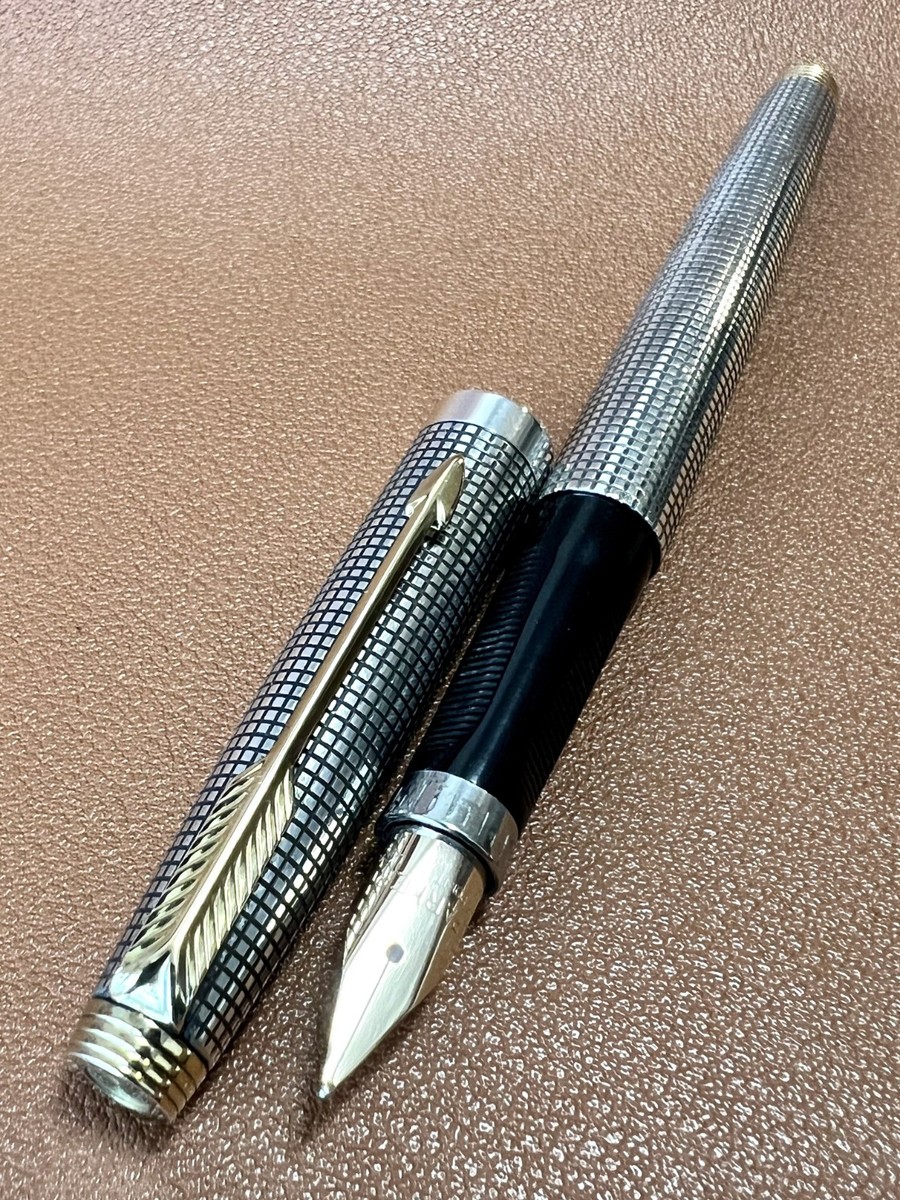 Vintage PARKER 75 Sterling Silver Fountain Pen Fine Nib USA Cisele