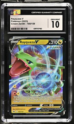 CGC Graded 10 Gem Mint Rayquaza V 100/159 Crown Zenith Pokemon