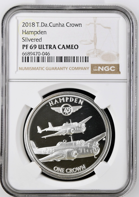 2018 Tristan Da Cunha Crown Silvered Hampden WWII Bombers NGC PF