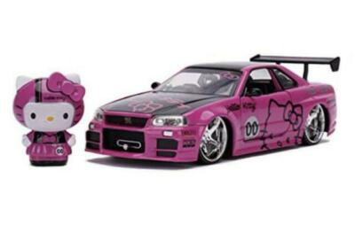 Jada Toys 1/24 2002 Nissan Skyline GT-R (BNR34) with Hello Kitty