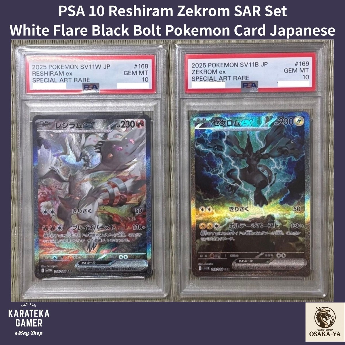 PSA 10 Reshiram Zekrom SAR Set White Flare Black Bolt Pokemon Card