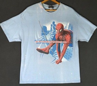 Vtg Y2K 2004 Spider-Man 2 Official Movie Promo TShirt Marvel Blue