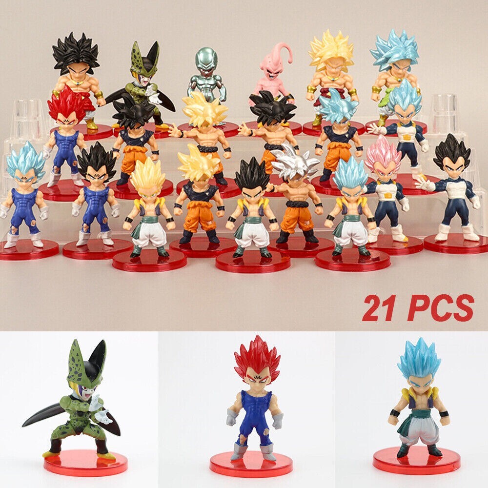 21PCS Dragon Ball Z Figures Super Saiyan Goku Vegeta Gotenks Mini