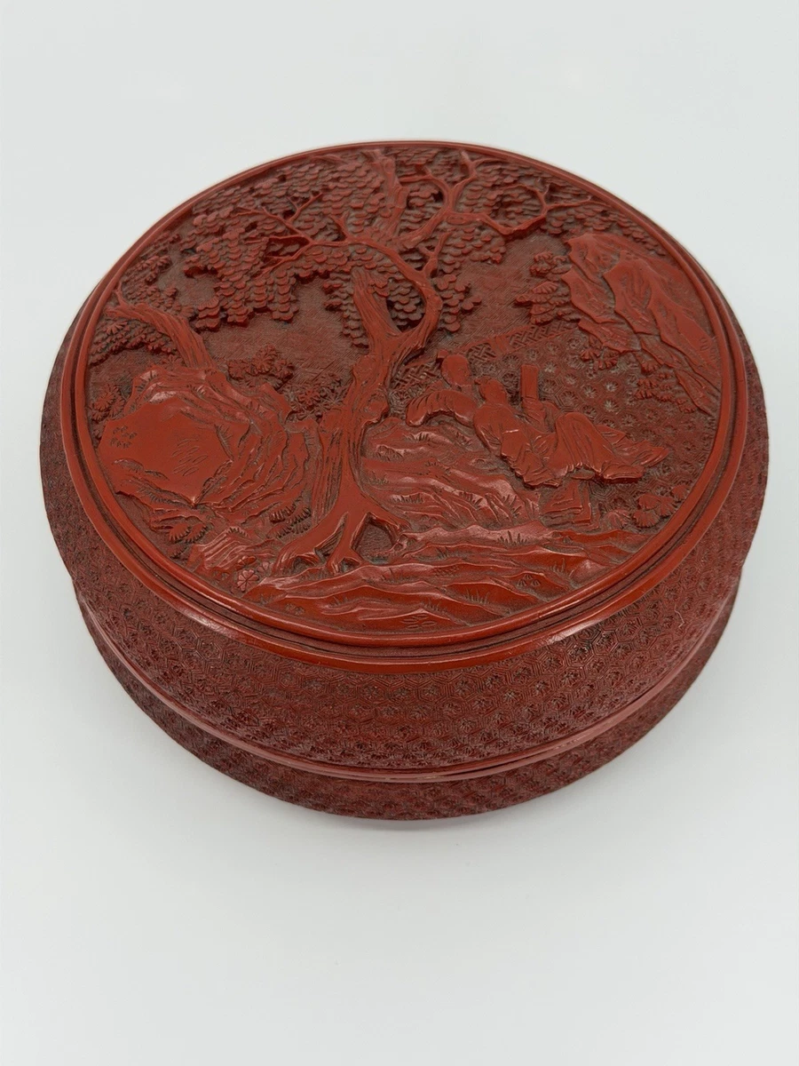 古董中国雕漆在中式古董盒子| eBay